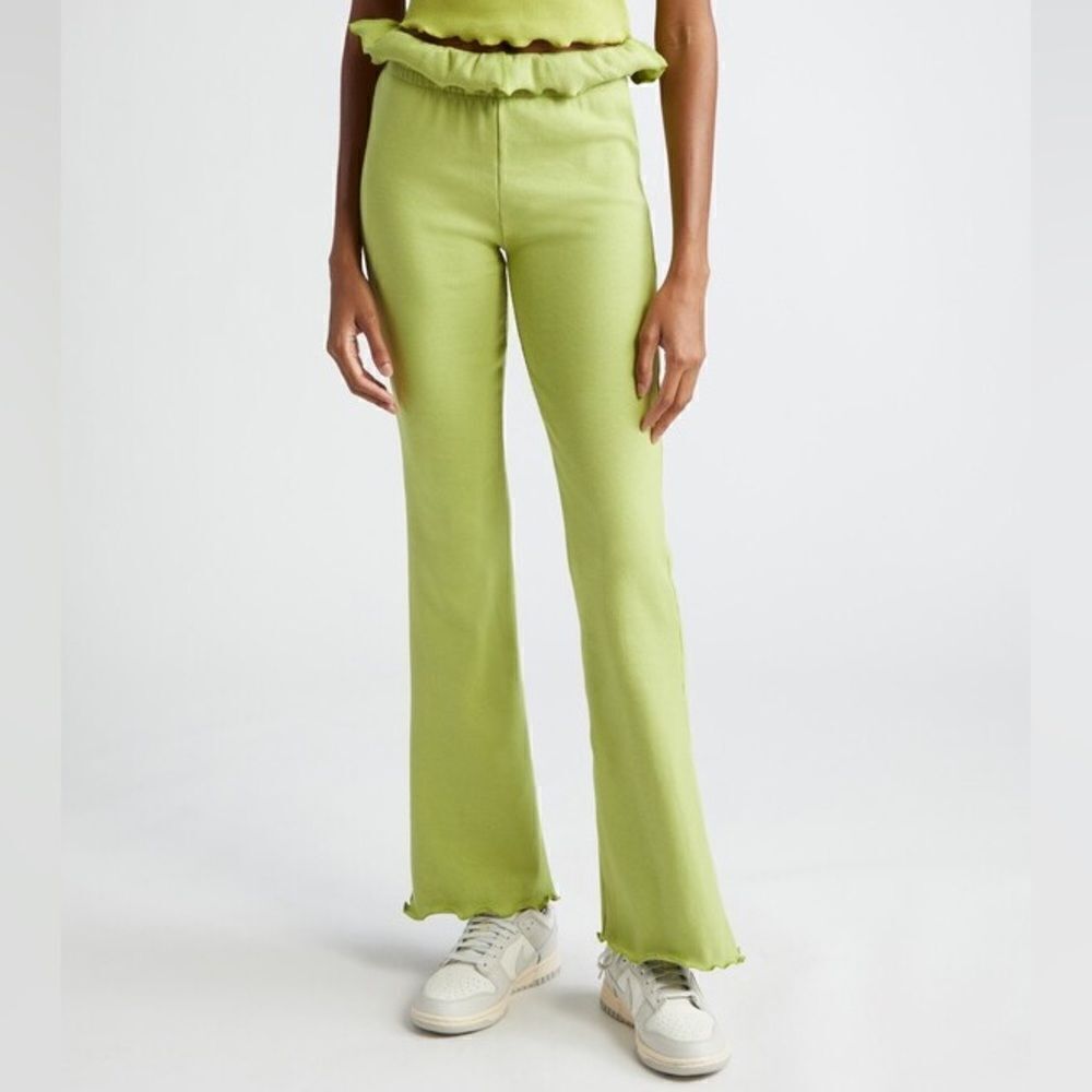 Sammy B Nwt Kenny Slim Fit Flared Ribbed Jersey Pants In Green